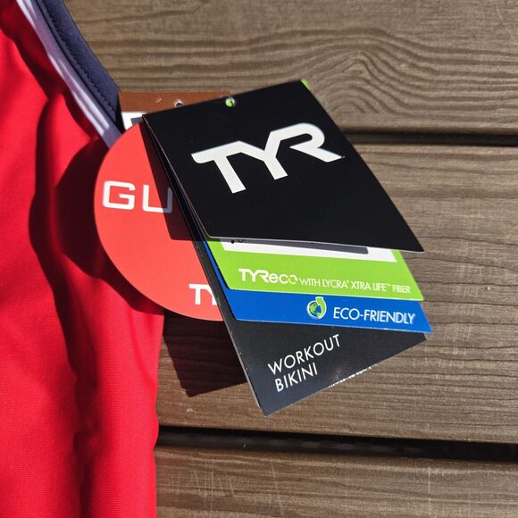 TYR Women's Lycra Nylon Diamondback Red Life Guard Workout Tankini  Size L NWT - Picture 3 of 4